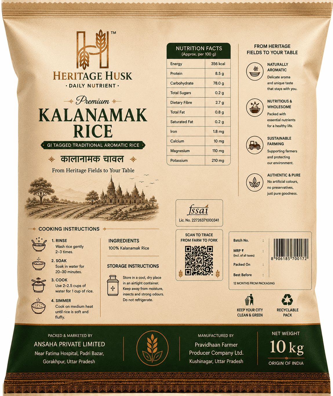 Kala Namak Rice – 10 KG | Traditional Fragrant Rice from Purvanchal - Image 2