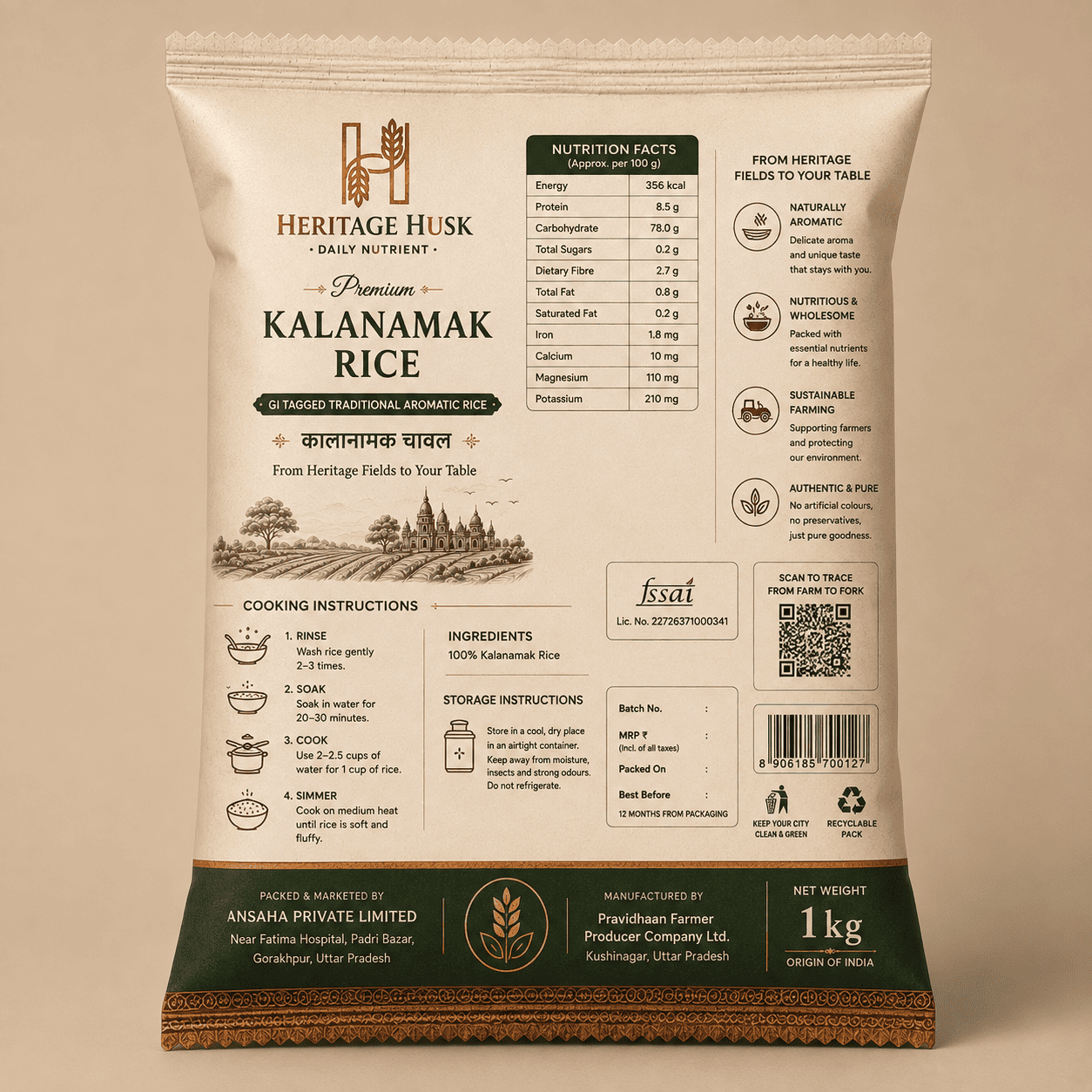 Kala Namak Rice – 1 KG | Traditional Fragrant Rice from Purvanchal - Image 2