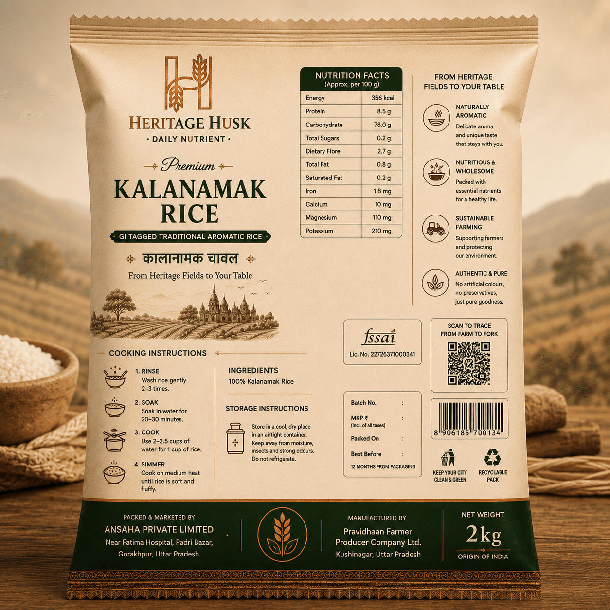 Kala Namak Rice - 2 KG | Traditional Fragrant Rice from Purvanchal - Image 2